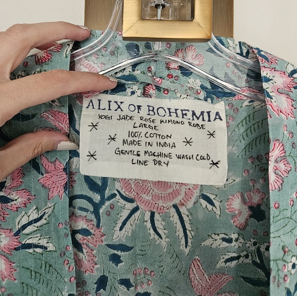 Alix of Bohemia Blue Yogi Jada Rose Kimono Robe Size Large - Picture 4 of 7
